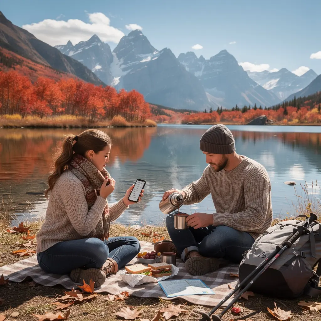 Rodzina spędzająca czas na pikniku w parku narodowym.