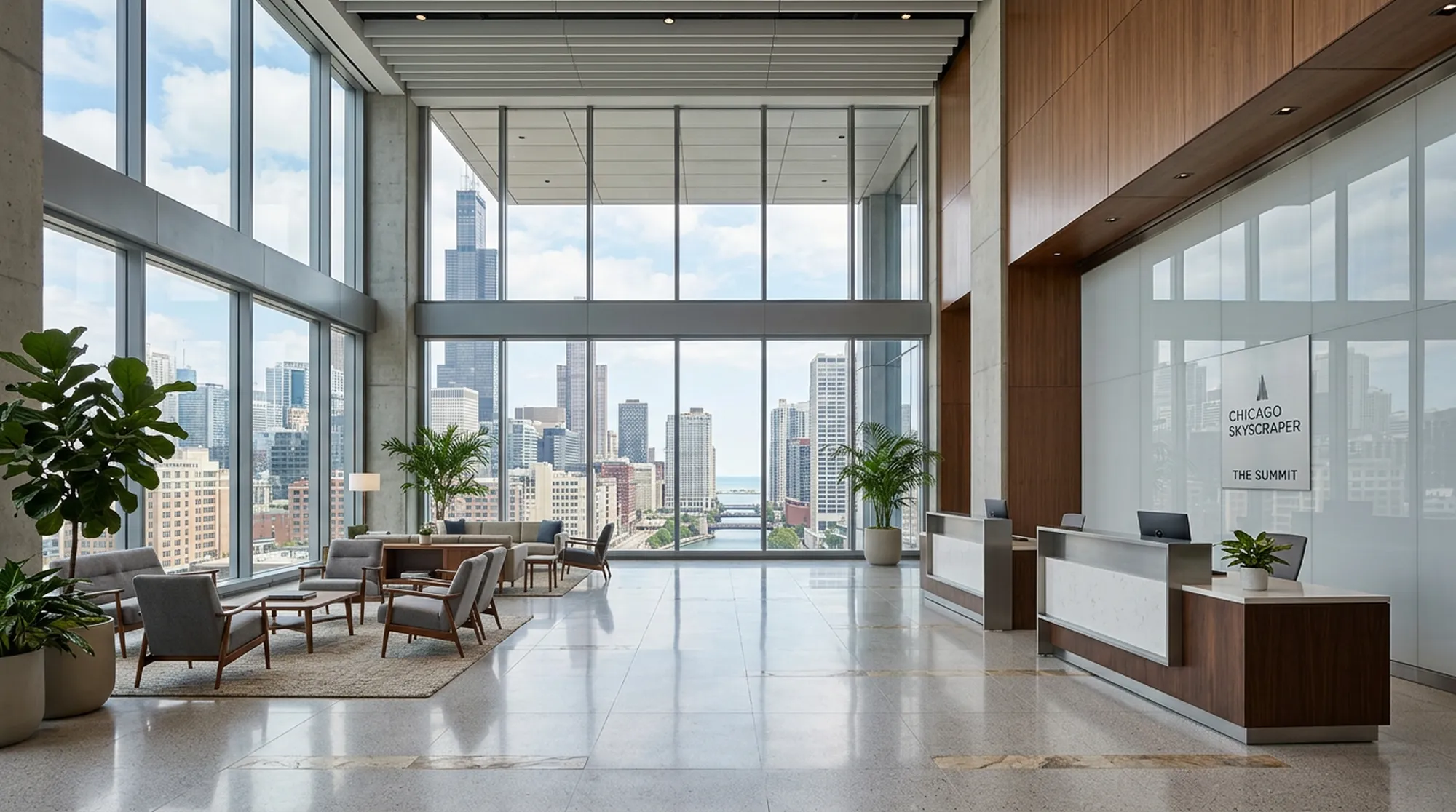 Wnętrze centrum biurowego przy 233 South Wacker Drive, Chicago